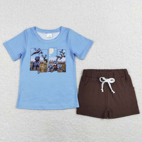 BSSO0488 baby boy clothes boy summer outfit mallard duck todler summer shorts set