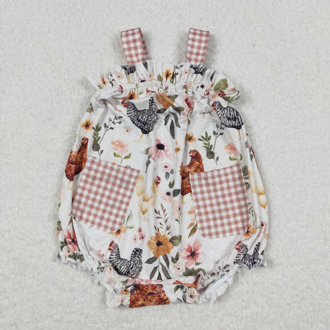 SR1073 RTS baby girl clothes flowers farm clothes chicken bubble rooster toddler girl summer bubble