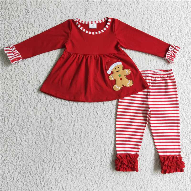 GLP0296 baby girl clothes red embroidery girl christmas outfits