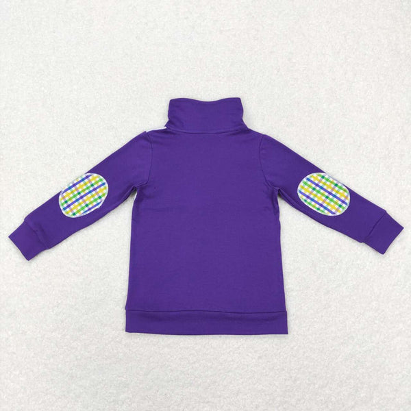 BT0492 baby boy clothes mardi gras dog zipper shirt winter top