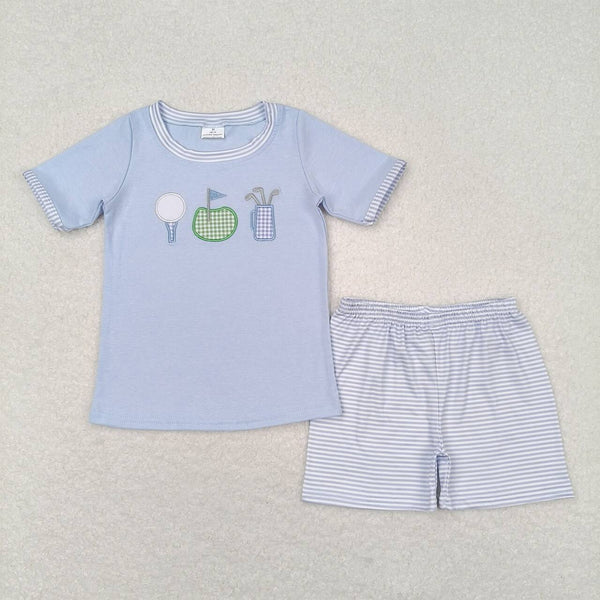 BSSO0686 RTS baby boy clothes embroidery golf toddler boy summer outfits