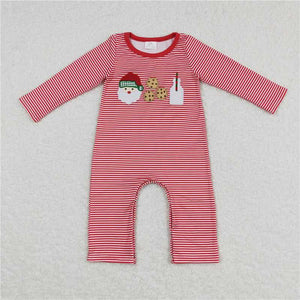 LR0707 RTS baby clothes santa claus milk embroidery baby boy christmas romper