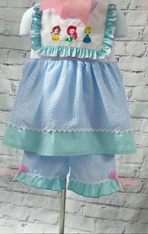 Order Deadline:7th May. Split order baby girl clothes princess girl summer shorts set