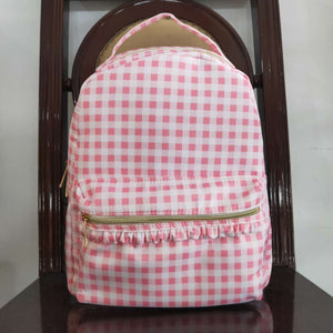 BA0086 RTS toddler backpack pink plaid girl gift back to school preschool bag