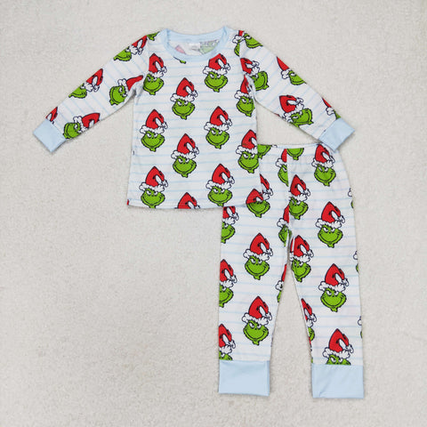 BLP0475 RTS 3-6M to 7-8T baby boy clothes cartoon boy christmas pajamas set-bamboo