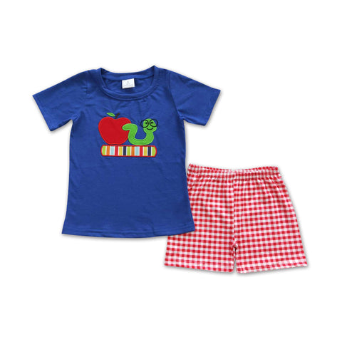 BSSO0254 toddler boy clothes embroidery back to school boy shorts set