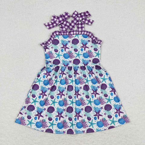 GSD0913 RTS toddler clothes purple shell baby girl summer dress