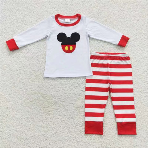 BLP0205 toddler boy clothes cartoon embroidery  boy winter pajamas set