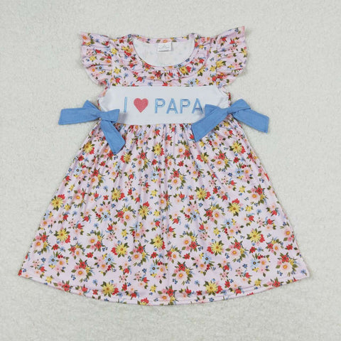 GSD0968 toddler clothes embroidery I love papa baby girl summer dress father's day clothes