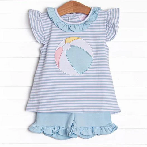 Order Deadline:7th May. Split order baby girl clothes beach ball girl summer shorts set