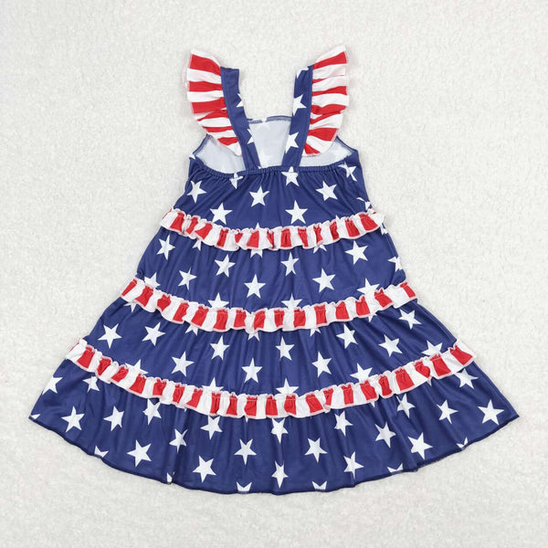 GSD0681 RTS baby girl clothes girl 4th of July star patriotic summer dress