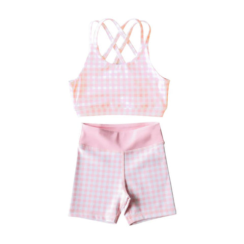 Order Deadline:17th May. Split order baby girl clothes pink gingham girl summer swimsuit