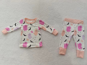 custom order MOQ:5pcs each design toddler girl clothes girl halloween pajamas set
