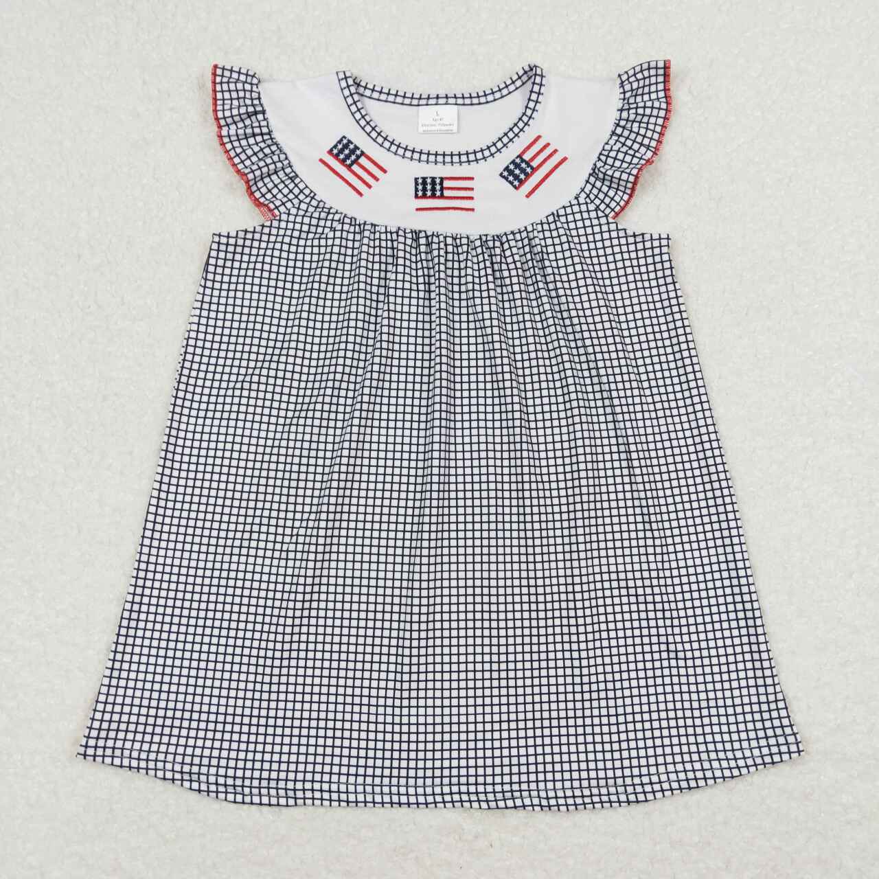 GSD0811 RTS baby girl clothes flag embroidery 4th of July patriotic girl summer dress