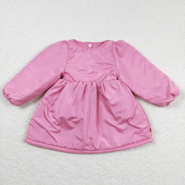 GLD0269 baby girl clothes  pink heart valentines day girl winter dress