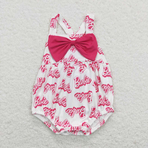 SR0845 baby girl clothes pink bow toddler summer clothes baby summer bubble