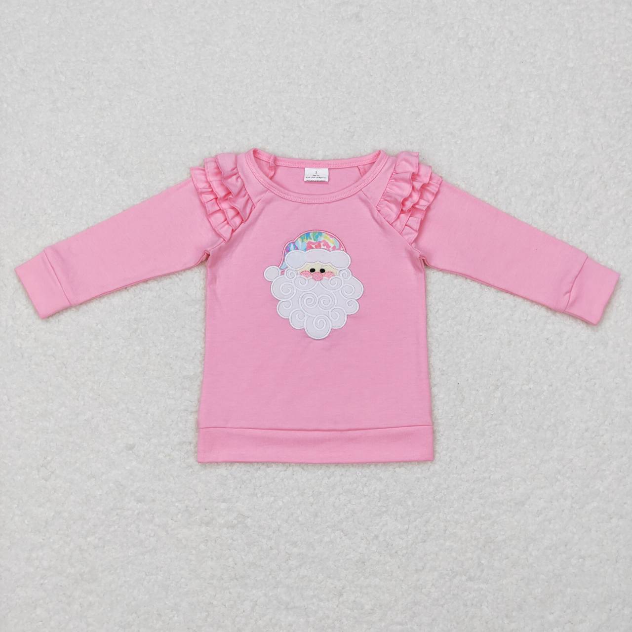 GT0369 baby girl clothes santa claus embroidery  girl christmas top