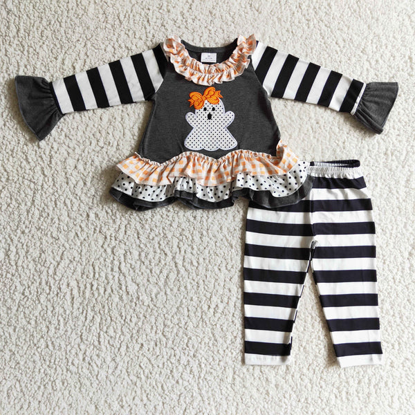 GLP0180 embroidery ghost outfits baby girl clothes kids halloween costume