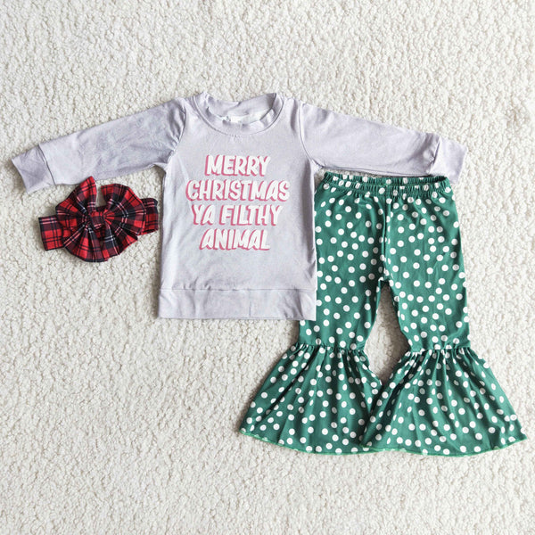 6 A7-16 baby girl clothes merry christmas green dot outfits-promotion 2023.11.25