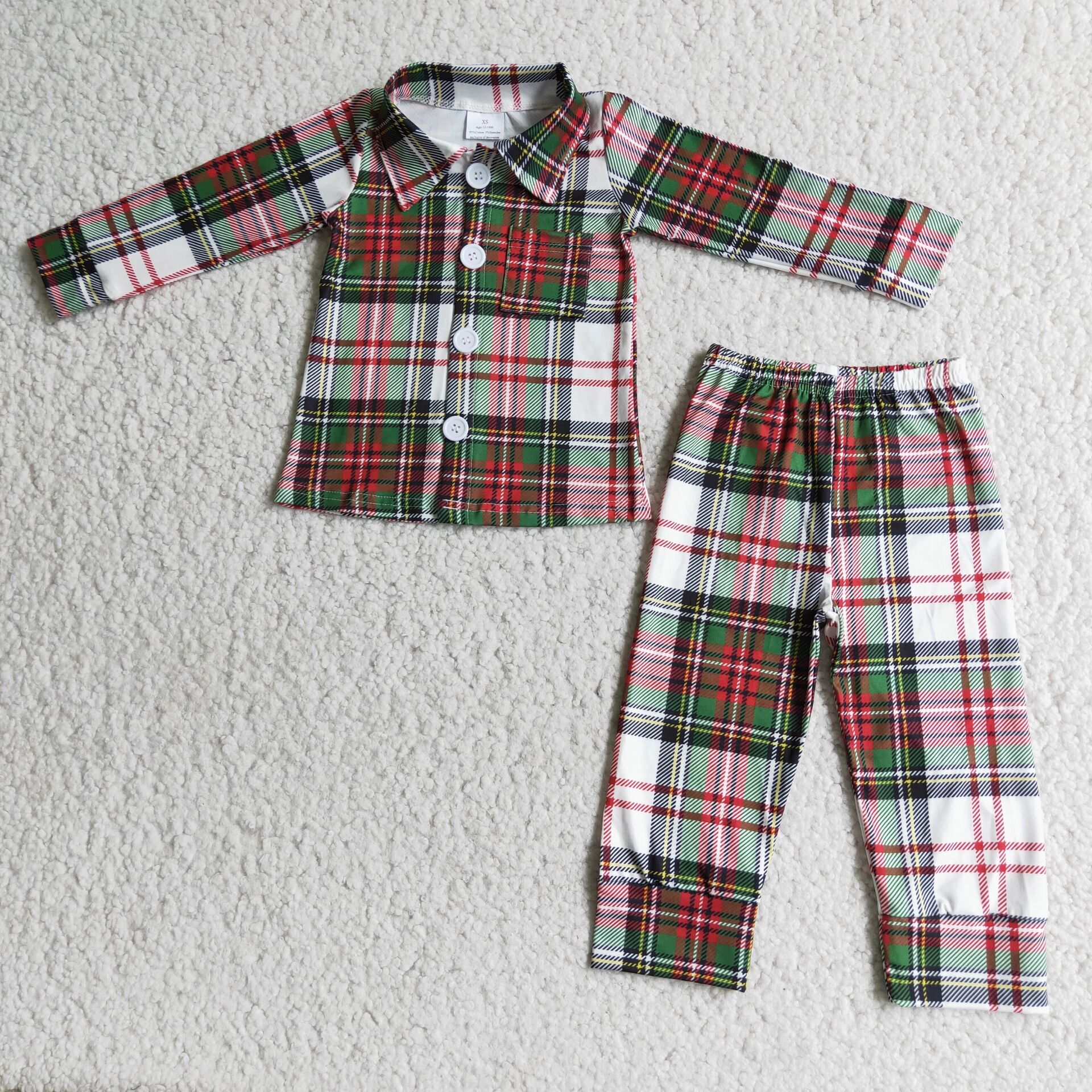 6 A7-15 baby boy clothes leopard plaid long sleeve pajamas