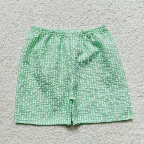 SS0078 toddler boy summer shorts green boy seersucker bottom
