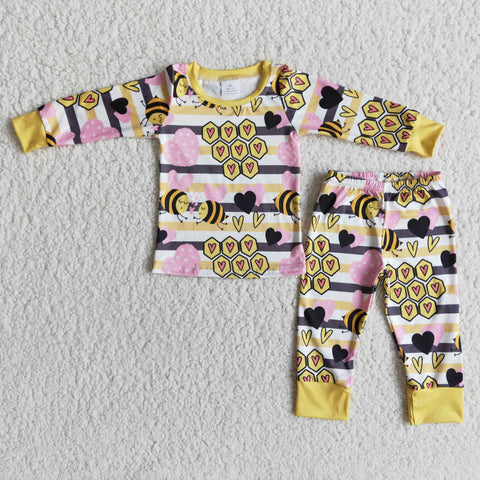 6 C10-36 boy winter bee farm long sleeve pajamas set-promotion 2024.1.13