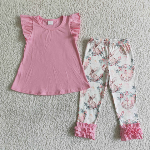 kids clothing pink bunny flutter sleeve set