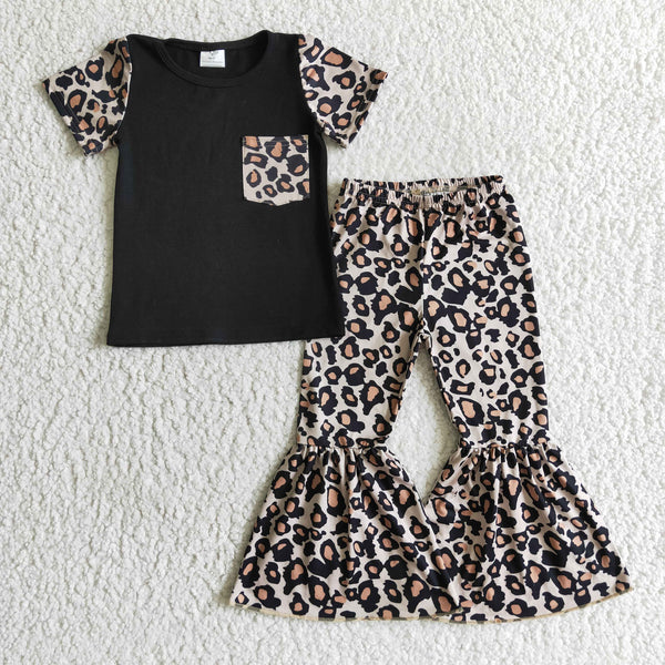 B15-14 leopard pocket short baby girl clothes fall baby clothes