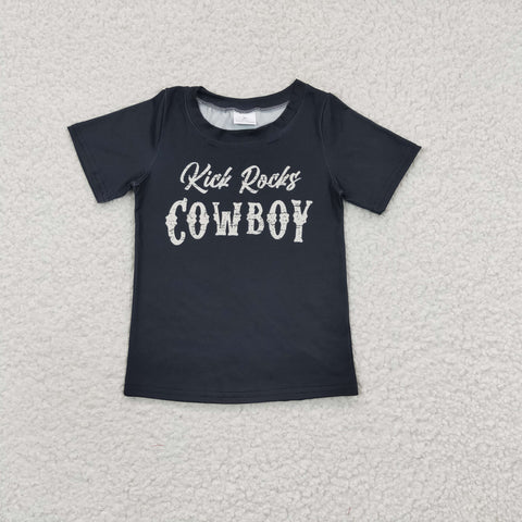 GT0169 toddler boy clothes cowboy black summer tshirt