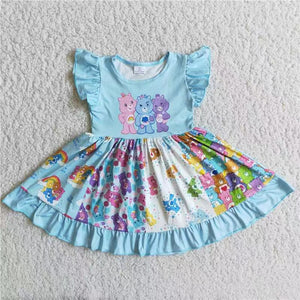 D9-18 baby girl clothes bear cartoon twirl dress-promotion 2024.1.6