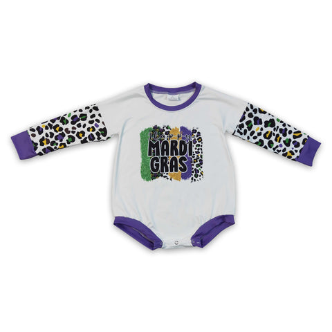 LR0226 baby girl clothes Mardi Gras bubble