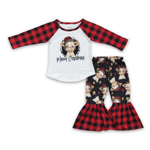 6 A7-11 baby girl clothes red plaid pig merry christmas outfits