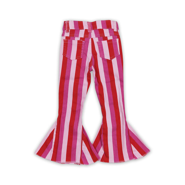 P0043 baby girl clothes pink stripe jeans bell bottom pants