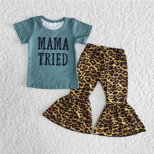 girl mama leopard short sleeve fal spring set