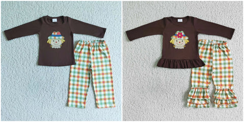 kids winter embroidery brown matching clothes
