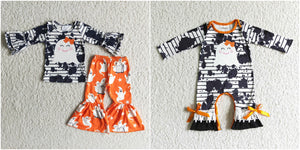 kids halloween clothes cute ghost orange matching clothes