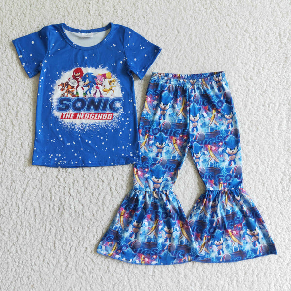 fall boutique kids clothing kids blue cartoon matching clothes set
