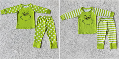 sleepwear christmas pajamas green kids matching pajama set