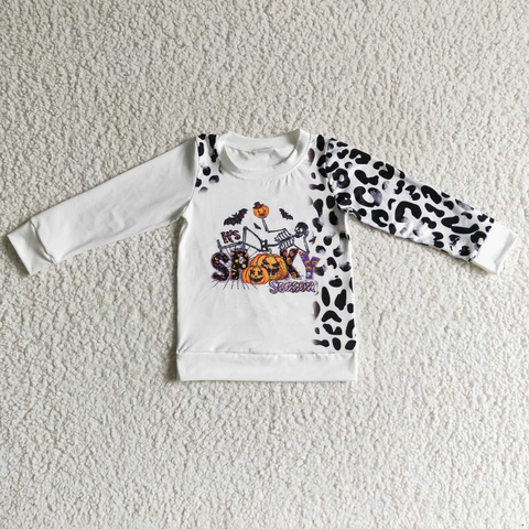 BT0065 spooky leopard toddler clothes halloween shirt