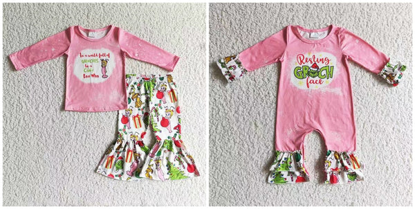 cartoon pink kids clothes matching girls christmas boutique kids clothing