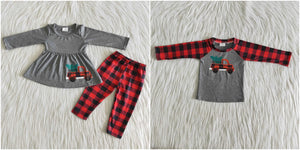 tree truck plaid matching christmas clothes