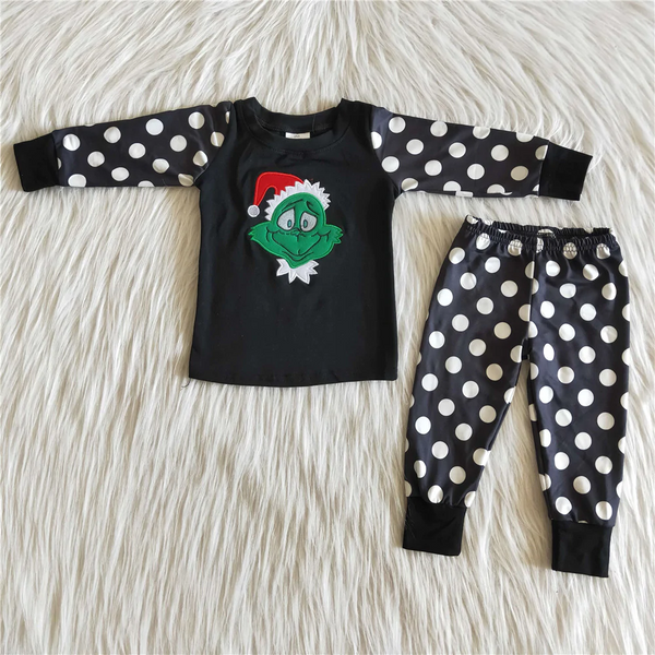 embroidery cartoon matching sleepwear christmas pajamas set
