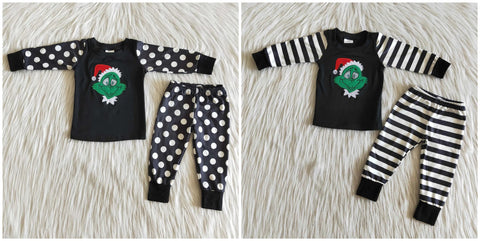 embroidery cartoon matching sleepwear christmas pajamas set