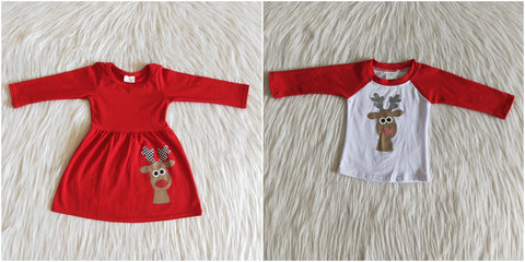 girl vinyl deer red matching christmas clothes