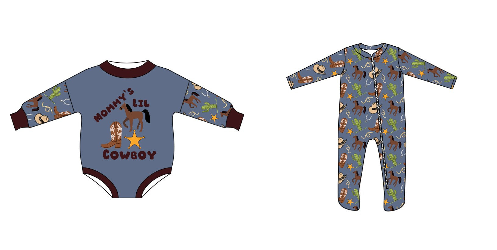LR0235 pre-order baby clothes cowboy matching clothes