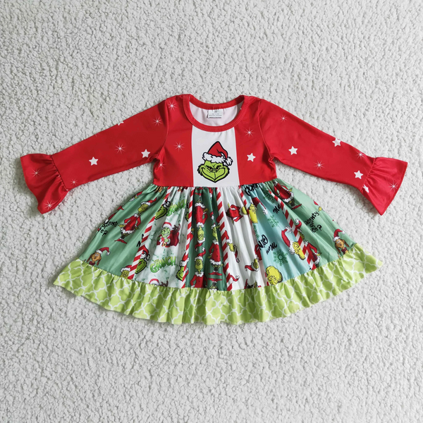 fur vest red cartoon baby girl clothes christmas dress