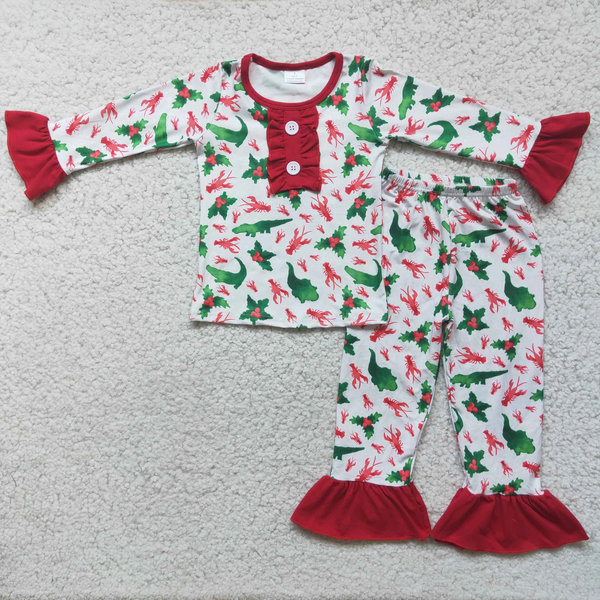 toddler clothes crawfish winter matching pajams set