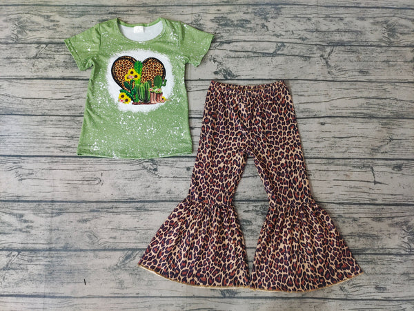 GSPO0323 kids clothes girls green cactus fall spring outfits
