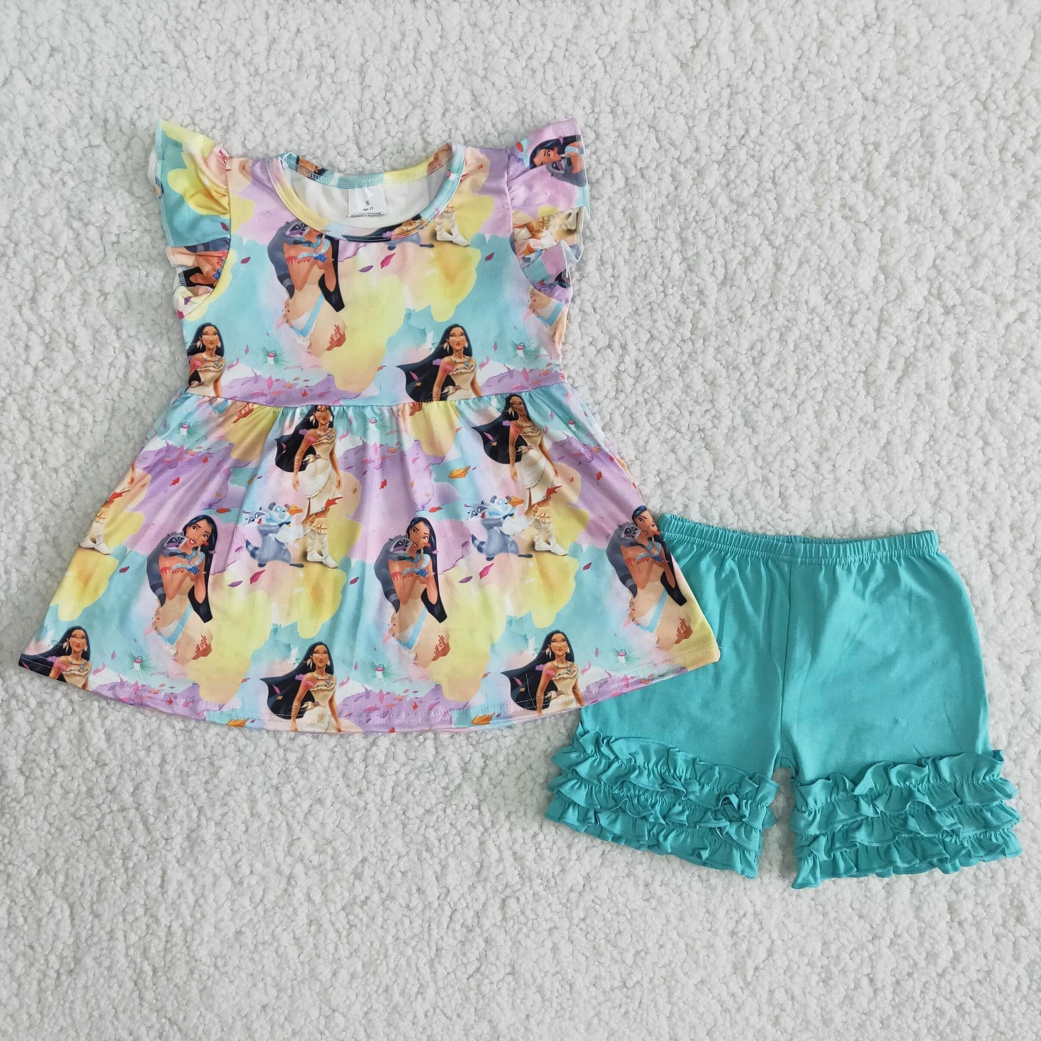B4-2 baby girl clothes cartoon flutter sleeve summer outfit-promotion 2024.2.3