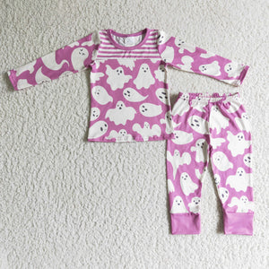 GLP0229 halloween baby clothes purple ghost pajamas set